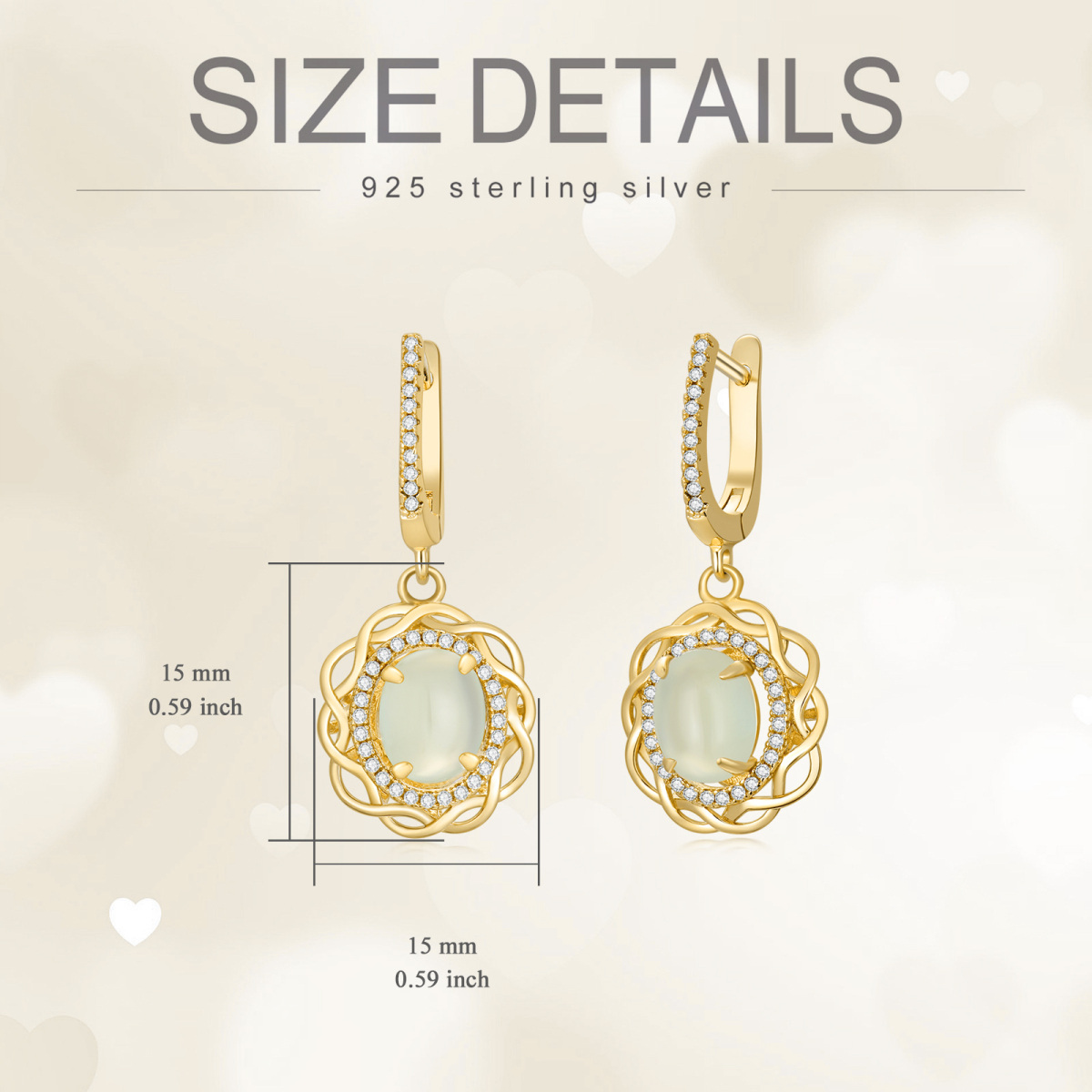 Sterling Silver with Yellow Gold Plated Cubic Zirconia Drop Earrings-6