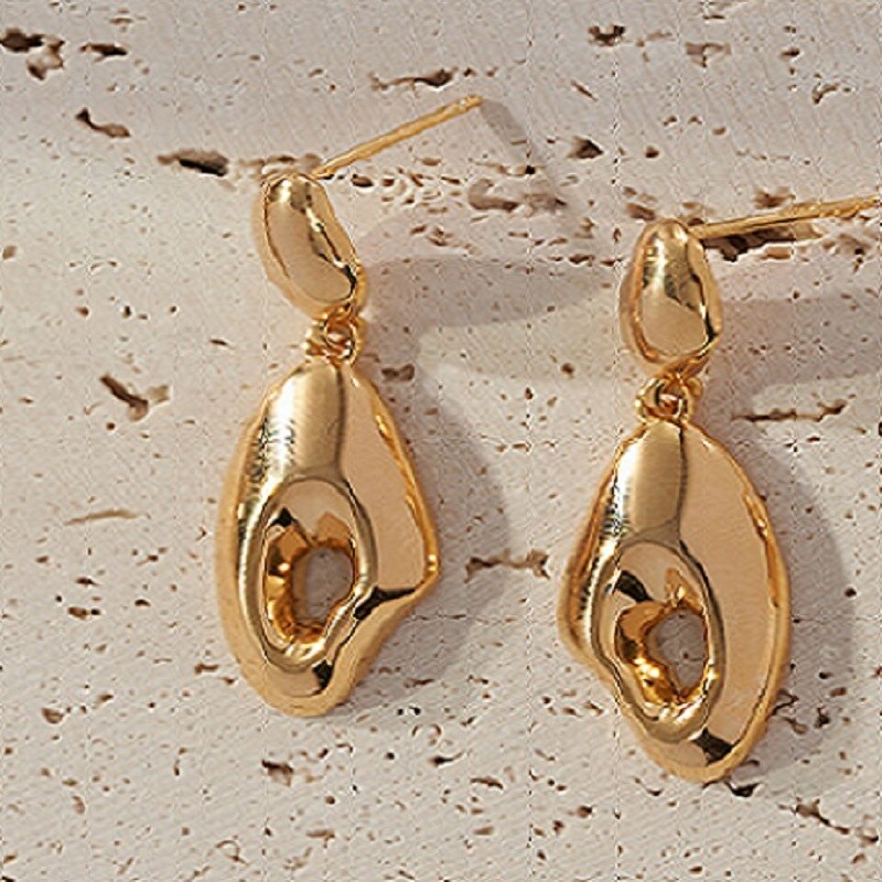 Sterling Silver with Yellow Gold Plated Drop Earrings-5