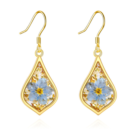 Boucles d'oreilles pendantes en argent sterling plaqué or jaune pour femme