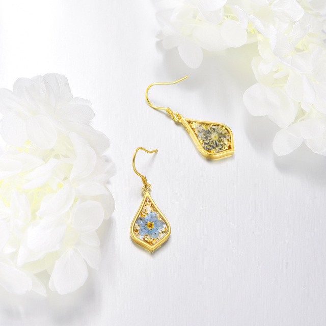 Sterling Silver With Yellow Gold Plated Drop Earrings For Women-3