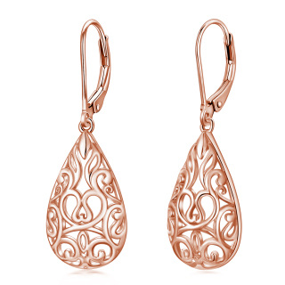 Sterling Silver with Yellow Gold Plated Drop Shape Drop Earrings-14