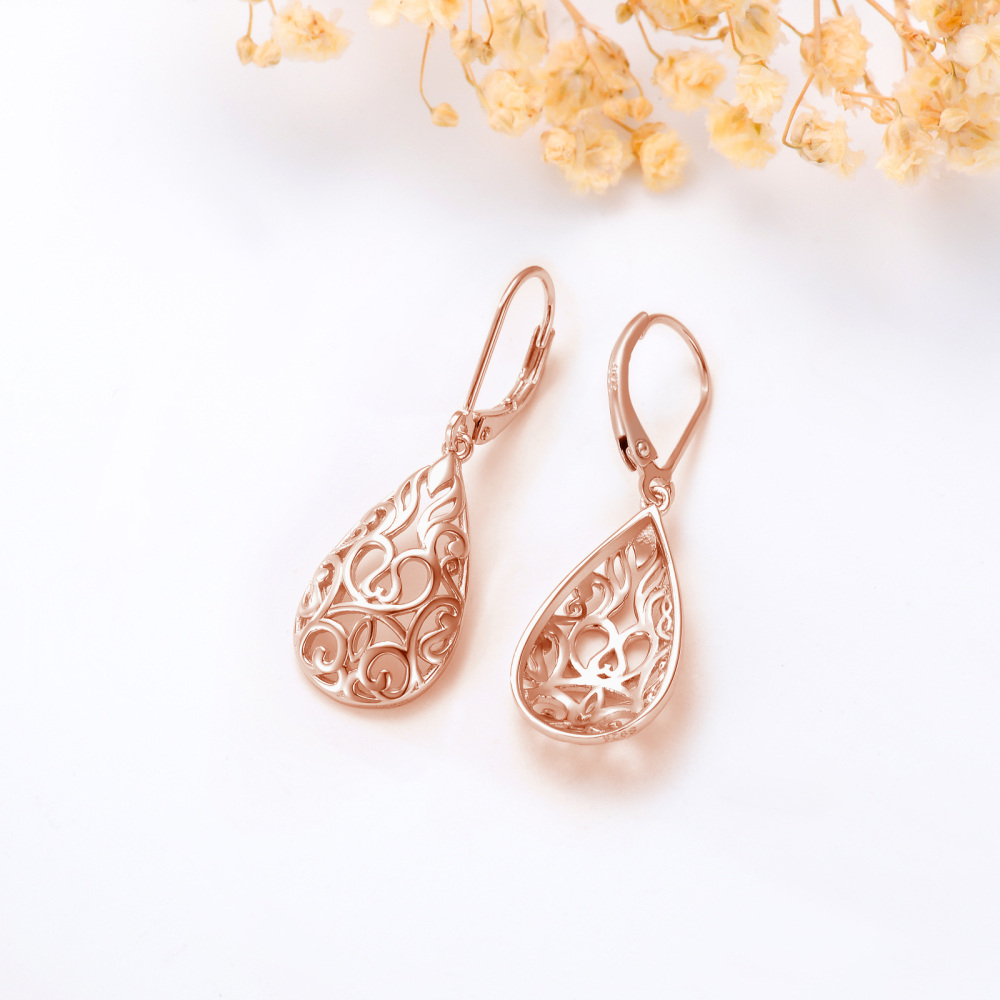 Sterling Silver with Yellow Gold Plated Drop Shape Drop Earrings-4