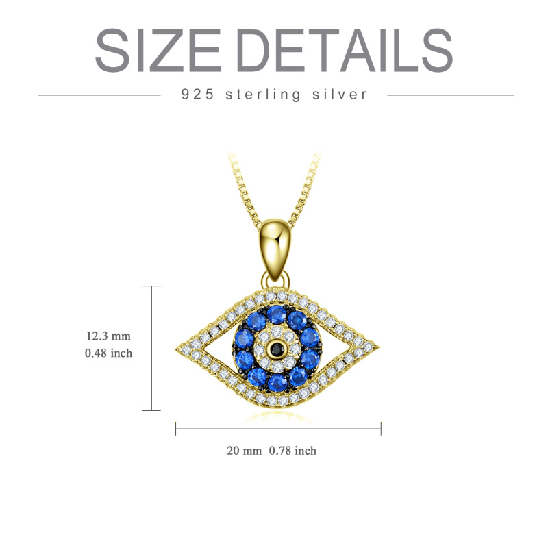 Gold Vermeil Cubic Zirconia Evil Eye Box Chain Necklace for Women-5