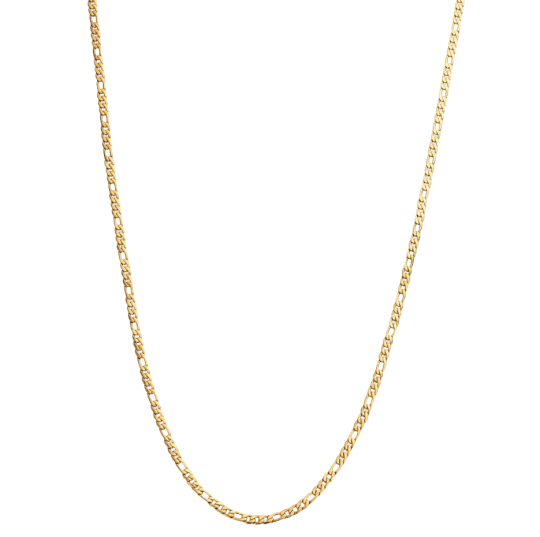 Sterling Silver with Yellow Gold Plated Figaro Chain Necklace for Men 3mm