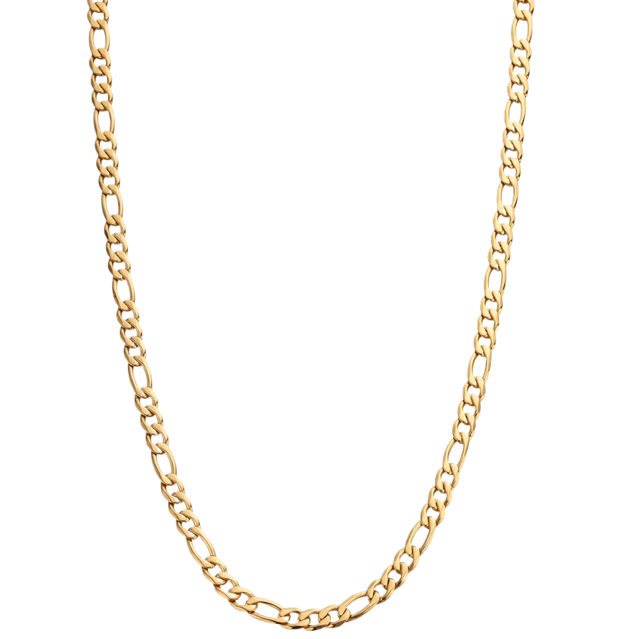 Collar de cadena Figaro de plata de ley con baño de oro amarillo para hombre de 5 mm-1