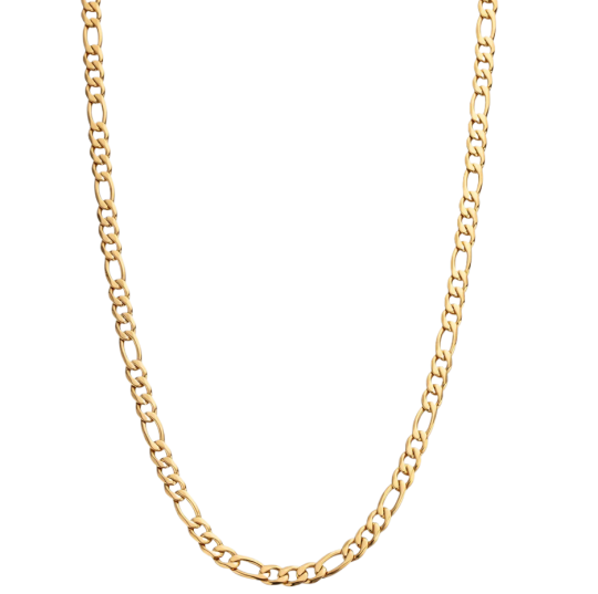 Sterling Silver with Yellow Gold Plated Figaro Chain Necklace for Men 5mm