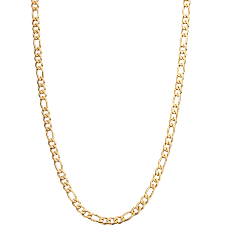 Sterling Silver with Yellow Gold Plated Figaro Chain Necklace for Men 5mm-1
