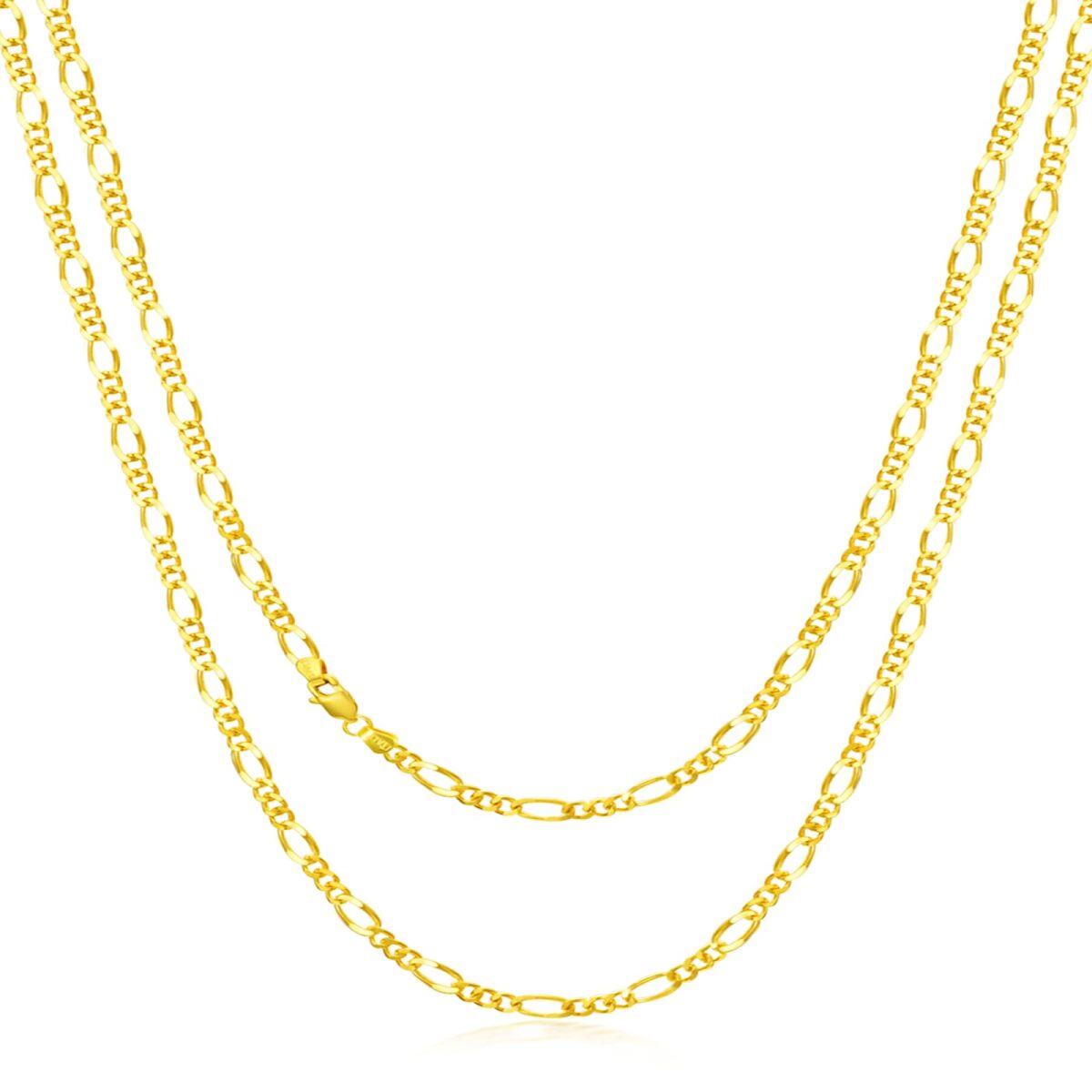 Collier en argent sterling avec chaîne à maillons Figaro plaquée or jaune pour hommes-1