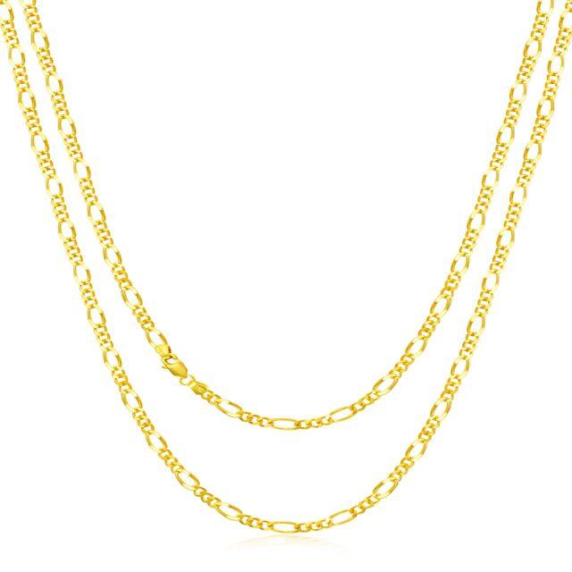 Collana in argento sterling con catena a maglie Figaro placcata oro giallo per uomo-1