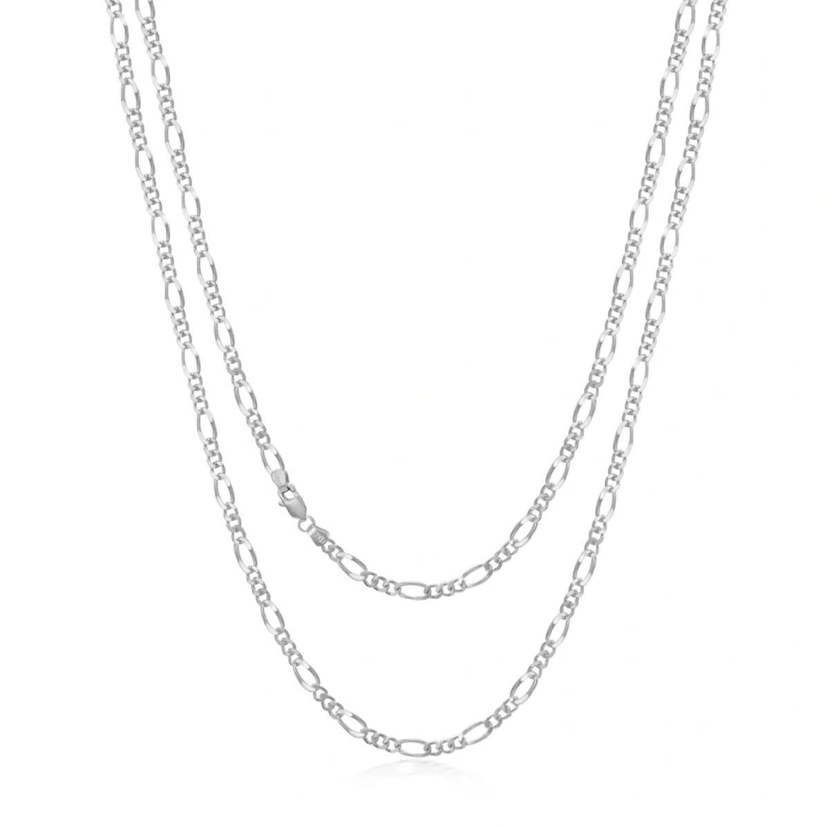 Sterling Silver with Yellow Gold Plated Figaro Link Chain Necklace for Men-2