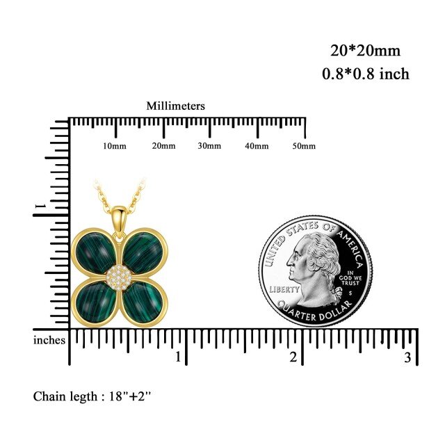 Sterling Silber mit gelbvergoldetem vierblättrigem Kleeblatt-Anhänger Halskette-6