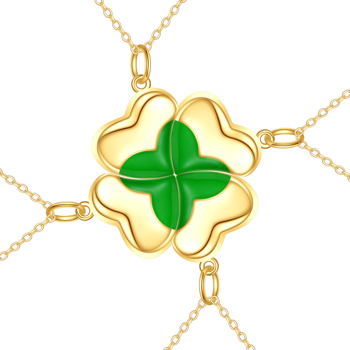 Sterling Silver with Yellow Gold Plated Four Leaf Clover Pendant Necklace-1