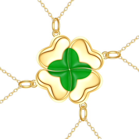 Sterling Silver with Yellow Gold Plated Four Leaf Clover Pendant Necklace