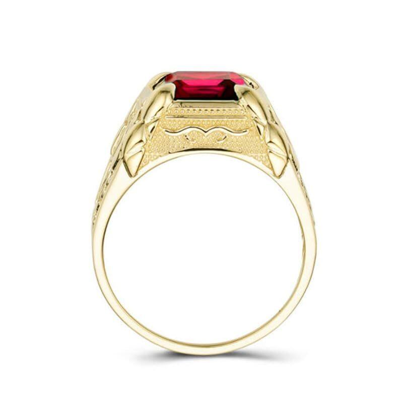 10K Gold Emerald Cut Custom Ring Gemstone Anniversary Rings for Men-4