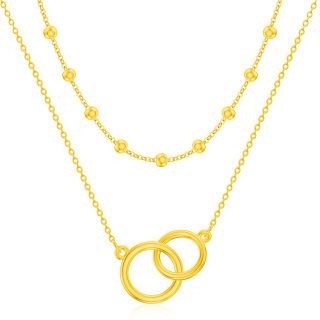 Sterling Silver with Yellow Gold Plated Generation Ring Layered Necklace-1