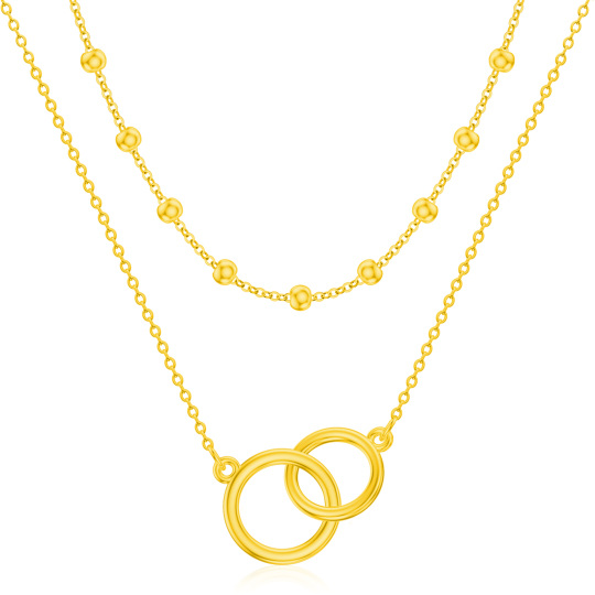 Sterling Silver with Yellow Gold Plated Generation Ring Layered Necklace