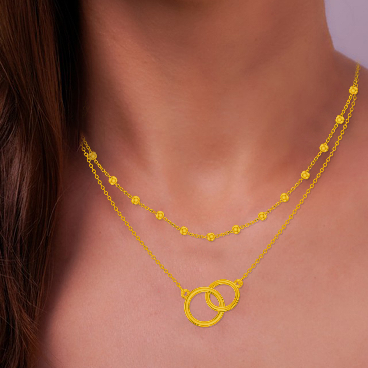 Collier en argent sterling avec anneau générationnel plaqué or jaune-2