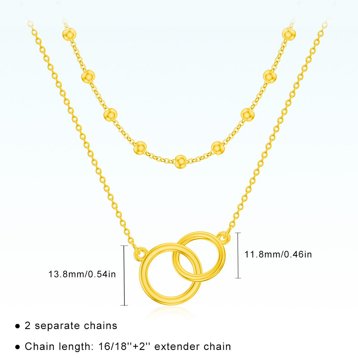 Sterling Silver with Yellow Gold Plated Generation Ring Layered Necklace-4