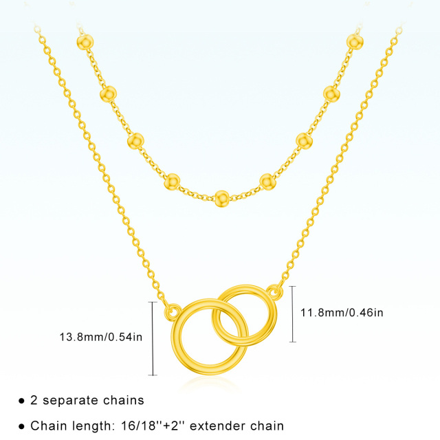 Colar em camadas de prata de lei com anel de geração banhado a ouro amarelo-4