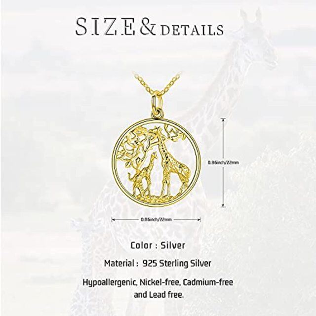 Collana con ciondolo a forma di giraffa in argento sterling placcato oro giallo-6