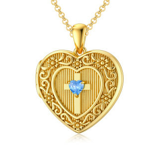 Gold Vermeil Personalized Birthstone Cross Heart Photo Locket Necklace for Women-38