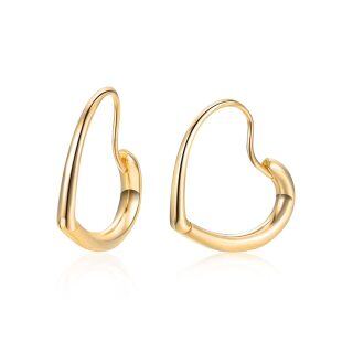Sterling Silver with Yellow Gold Plated Heart Hoop Earrings-13