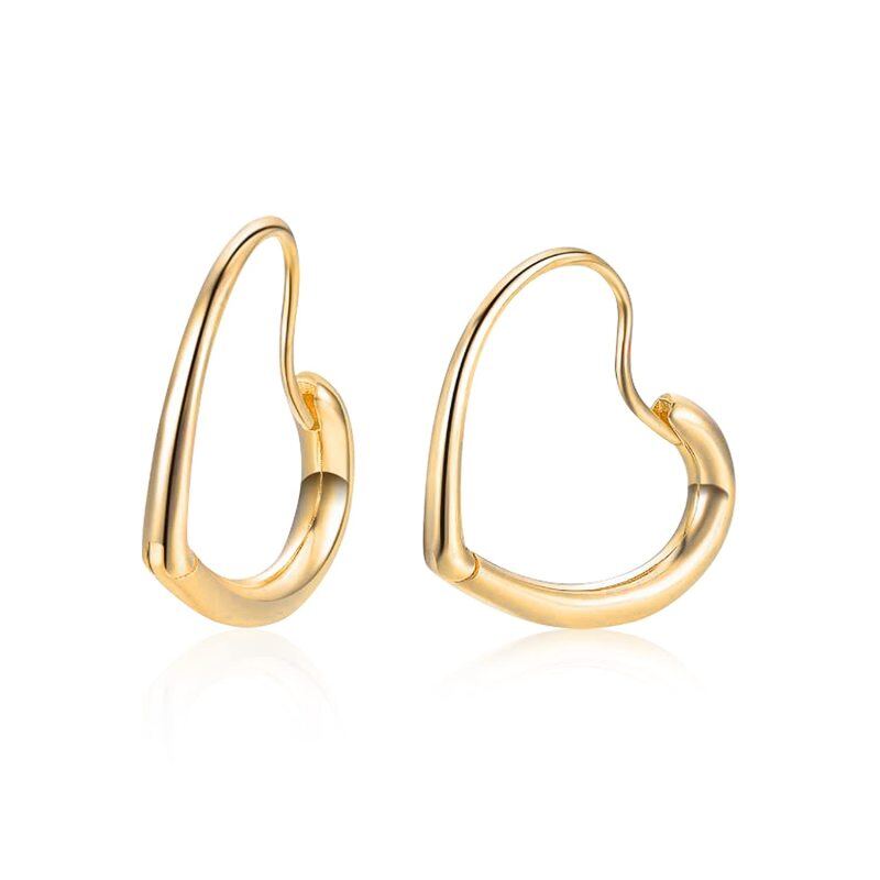 Sterling Silver with Yellow Gold Plated Heart Hoop Earrings-16
