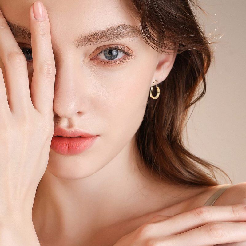 Sterling Silver with Yellow Gold Plated Heart Hoop Earrings-2