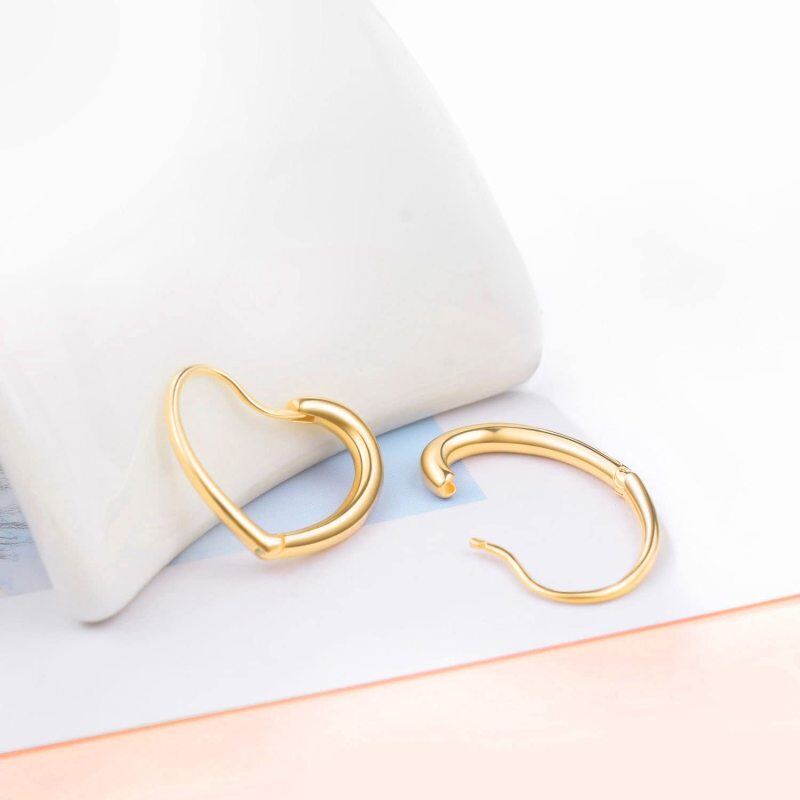 Sterling Silver with Yellow Gold Plated Heart Hoop Earrings-4