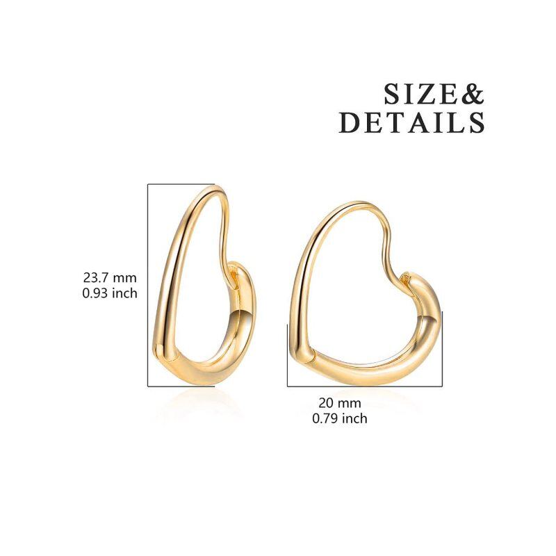 Sterling Silver with Yellow Gold Plated Heart Hoop Earrings-5