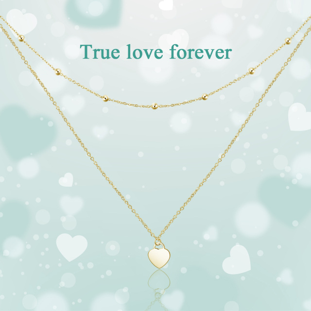 Sterling Silver with Yellow Gold Plated Heart Layered Necklace-7