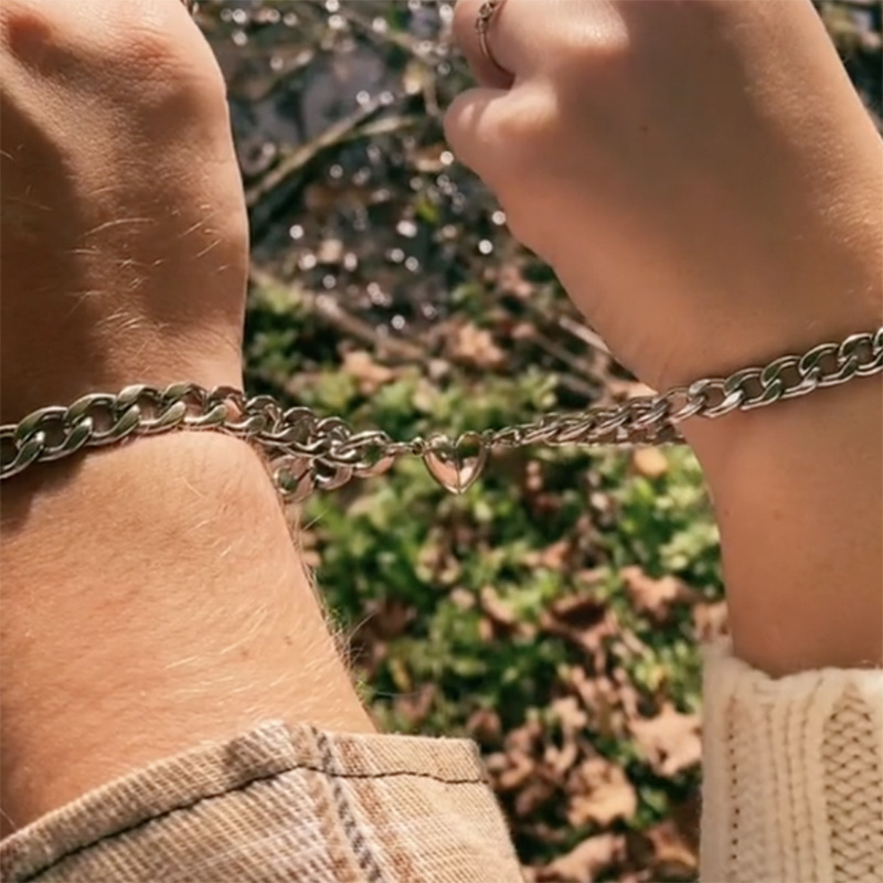 Bracelet en argent sterling avec pendentif clé et serrure-3