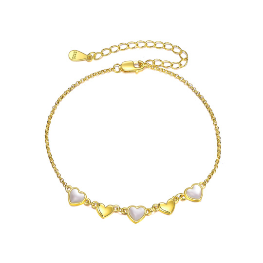 Bracciale con ciondolo a forma di cuore intrecciato in argento sterling placcato oro giallo per le migliori amiche delle donne