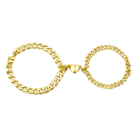 Sterling Silver with Yellow Gold Plated Heart Charm Bracelet