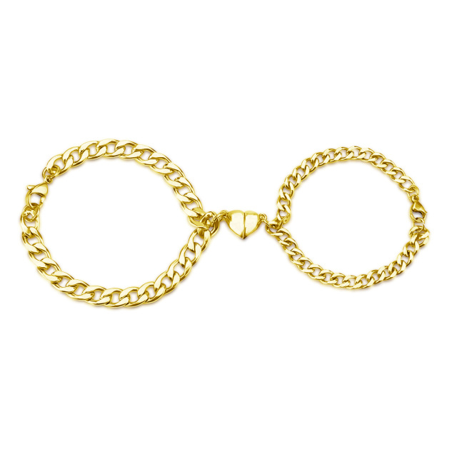 Bracciale con ciondolo a cuore in argento 925 e placcato oro giallo-1