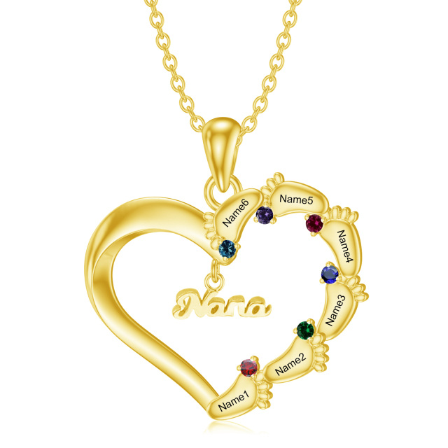 Collar Colgante Corazón de Plata de Ley con Circonita Cúbica bañada en Oro Amarillo-1