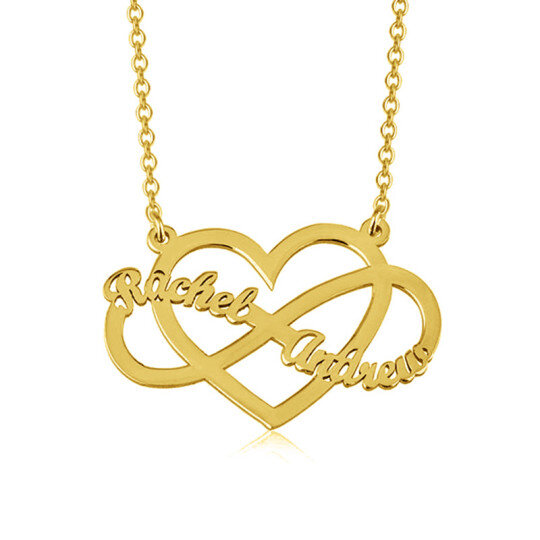 Colar com nome de casal personalizado em prata esterlina 925 Infinity Love