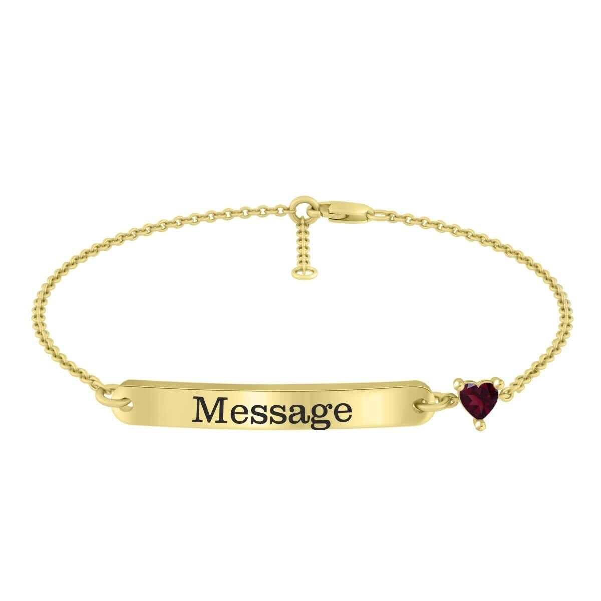 Sterling Silver Yellow Gold Plated Heart Personalized Engraving Identification Bracelet-1