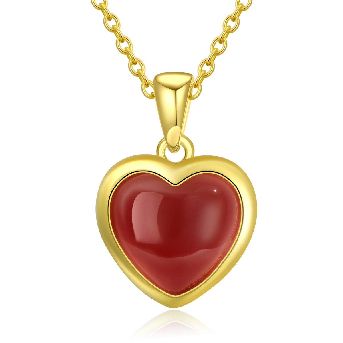 Sterling Silver With Yellow Gold Plated Heart Agate Heart Pendant Necklace For Women-1