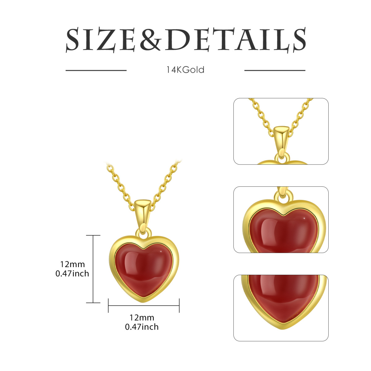 Sterling Silver With Yellow Gold Plated Heart Agate Heart Pendant Necklace For Women-3