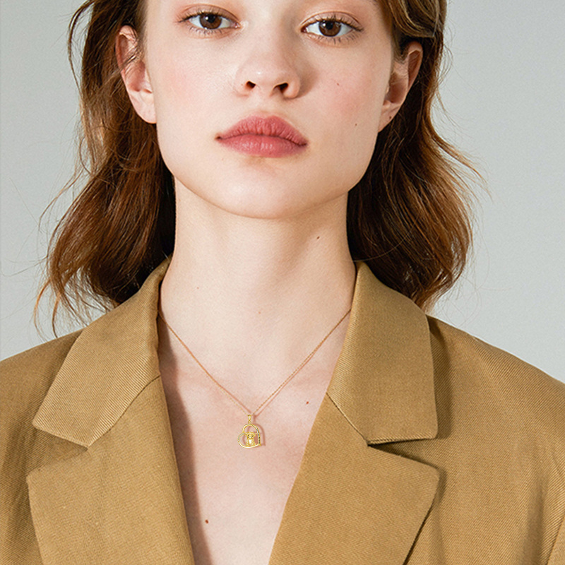 Sterling Silver With Gold Plated Highland Cow Pendant Necklace Love You Forever For Mother-2