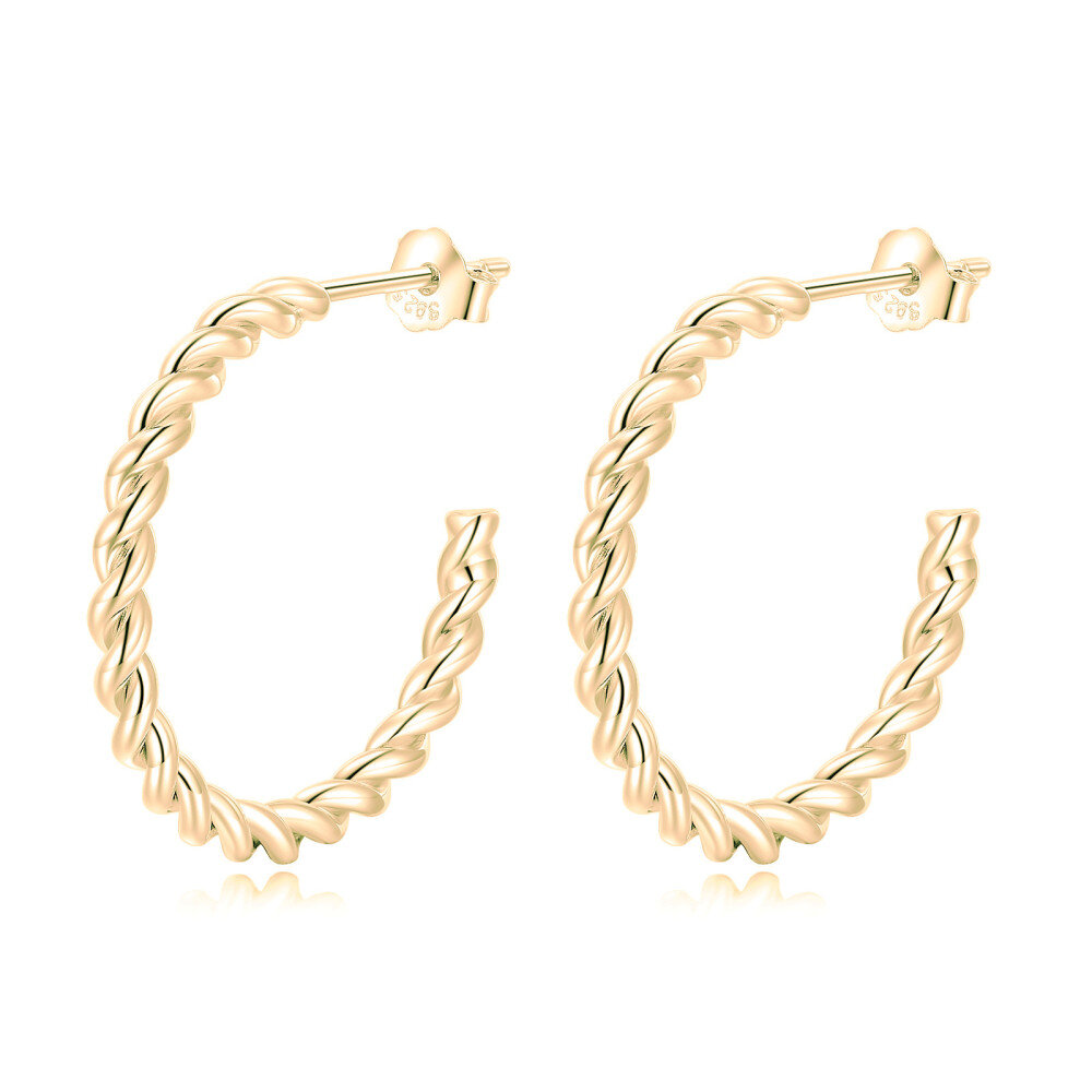 Sterling Silver with Yellow Gold Plated Hoop Earrings-1