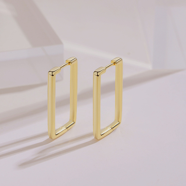 Sterling Silver with Yellow Gold Plated Hoop Earrings-3