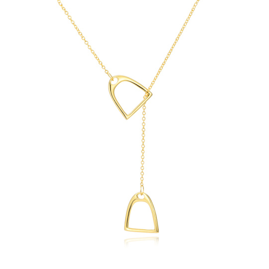 Colar em Y ajustável em ferradura de prata esterlina com banho de ouro amarelo