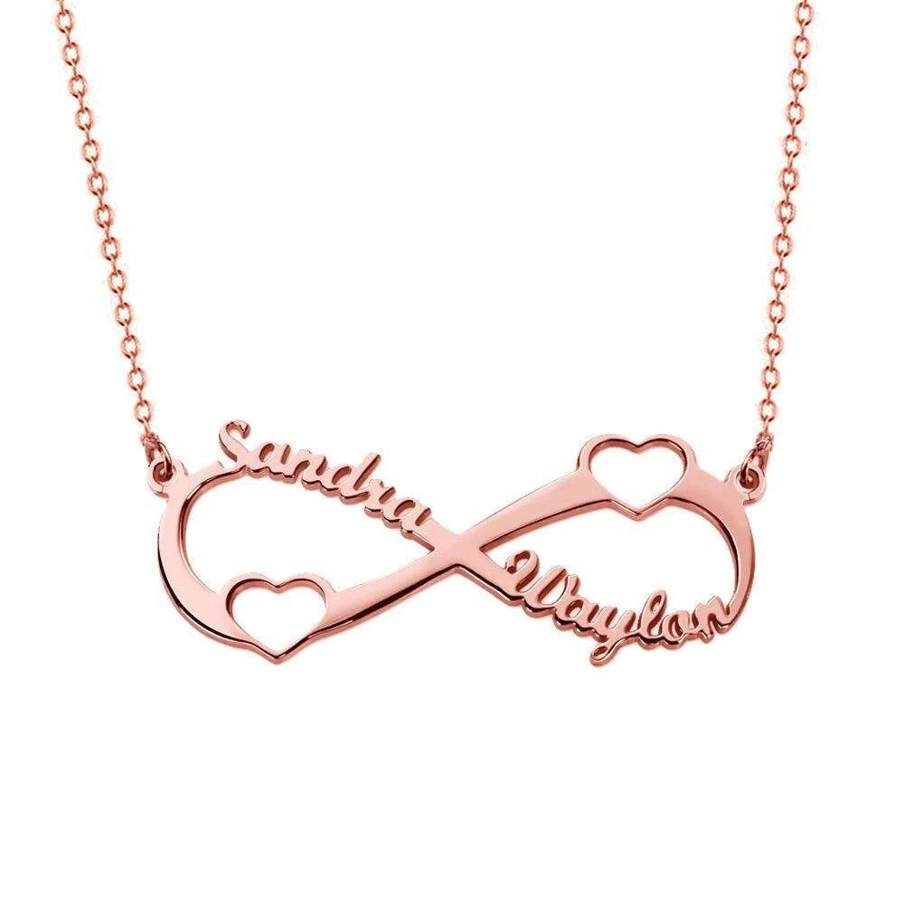 Plata de Ley Infinito Símbolo Corazón Personalizado Clásico Nombre Colgante Collar-3