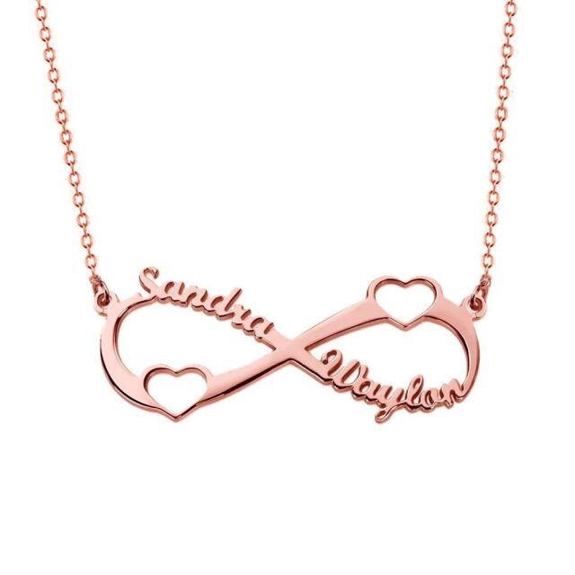 Plata de Ley Infinito Símbolo Corazón Personalizado Clásico Nombre Colgante Collar-3