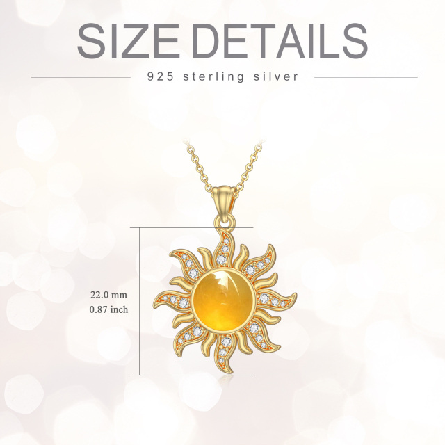 Collana con ciondolo in argento 925 e giada placcata in oro giallo-5