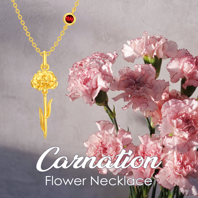 Sterling Silver with Yellow Gold Plated January Birthstone Flower Carnation Necklace-6