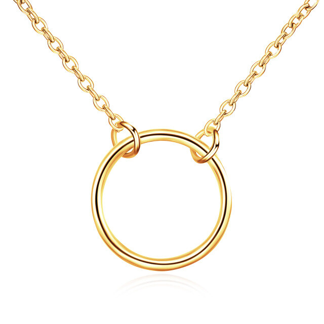 Sterling Silver with Yellow Gold Plated Karma Open Circle Pendant Necklace for Women-1