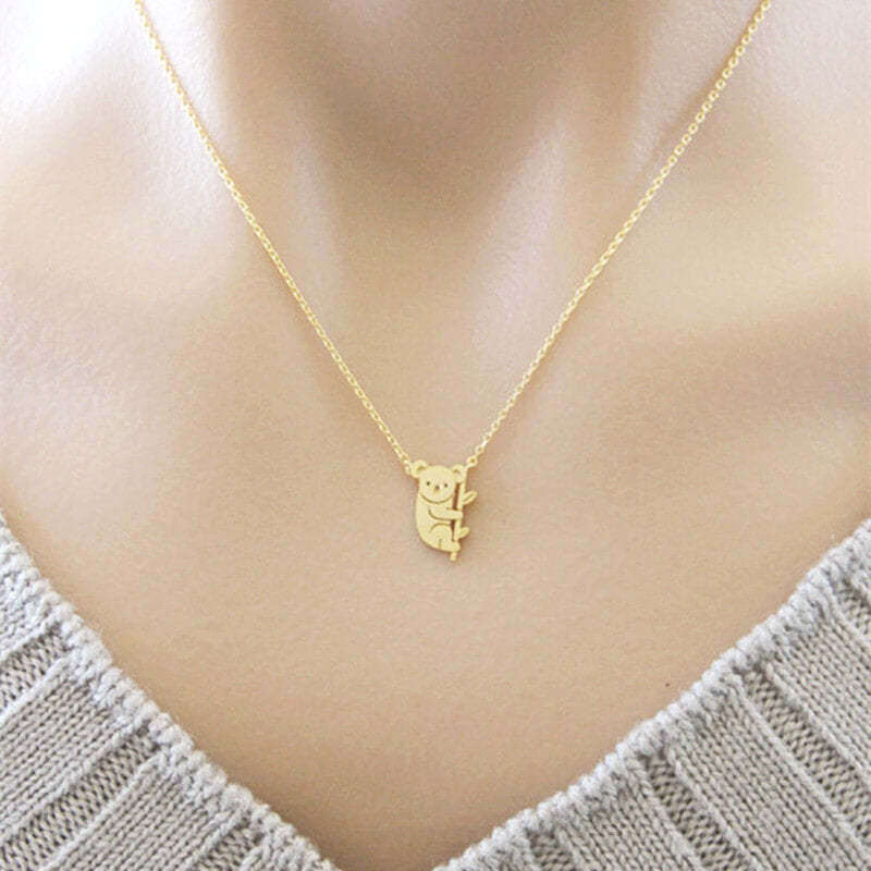 Sterling Silver with Yellow Gold Plated Koala Pendant Necklace-2